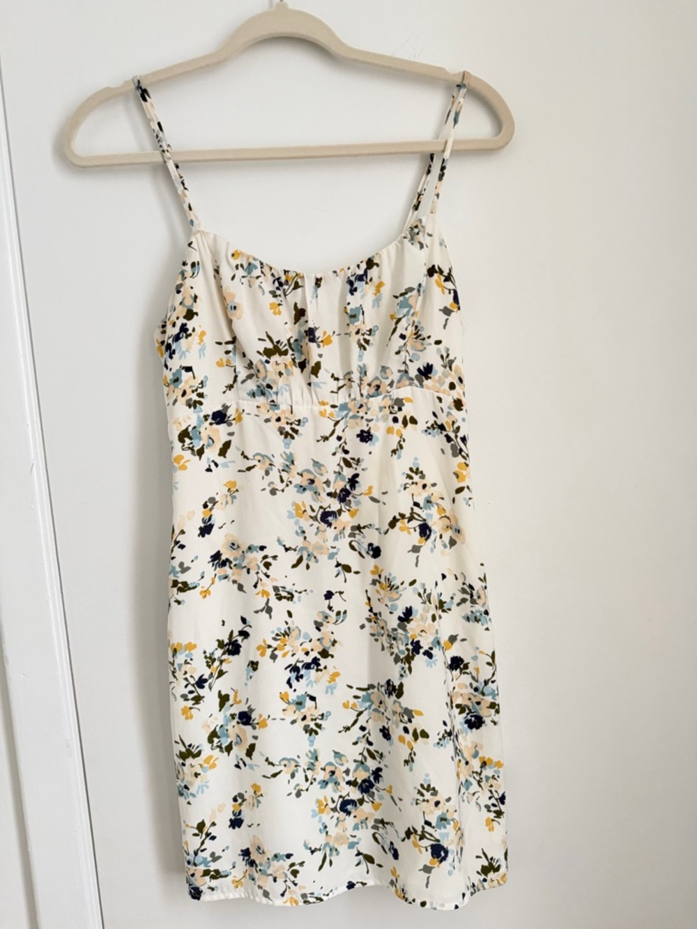 Abercrombie & Fitch Cream Floral Mini Dress with Blue & Yellow Print